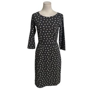 BODEN Gray White Floral Dress Mid Pockets Sheath Work Party 4 Cotton Spring